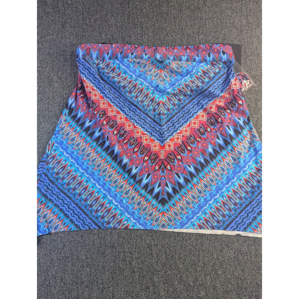 Miraclesuit Women Blue Geometric Handkerchief Hem Swim Skirt 6536723 Size 10